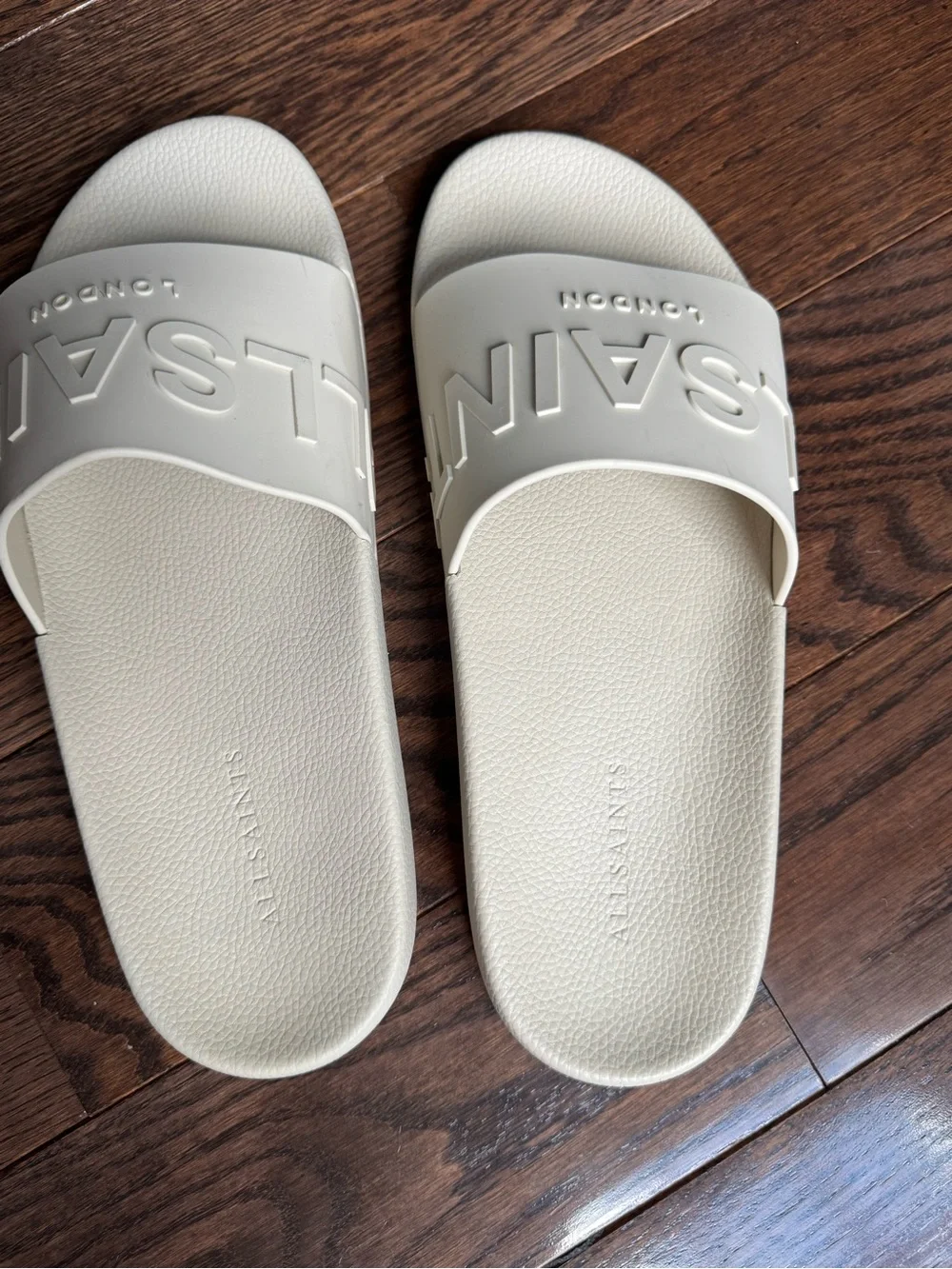 All Saint Off White Slide Sandals